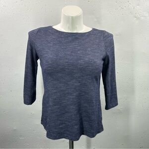 Talbots Blue Striped Boatneck 3/4 Sleeve Top